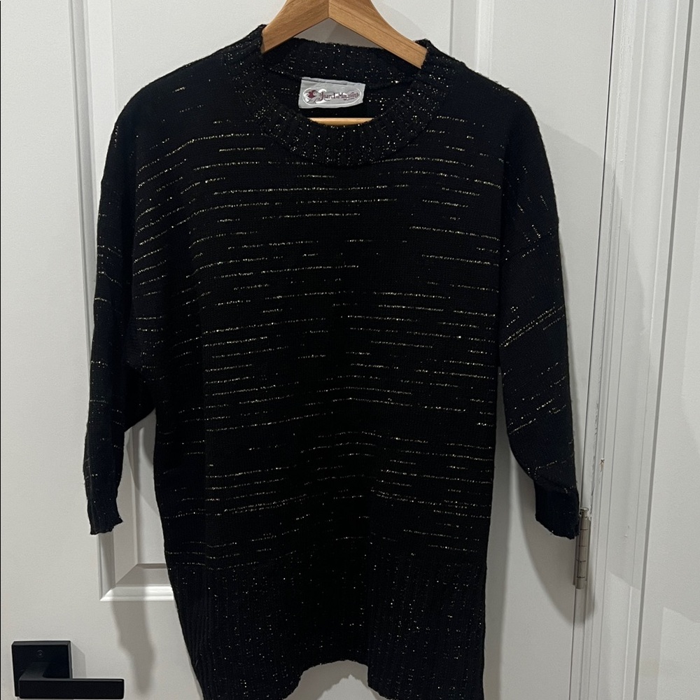 Vintage Black and Gold Women's Sweater,‎ 3/4 Sleeve, Size Small/Medium
